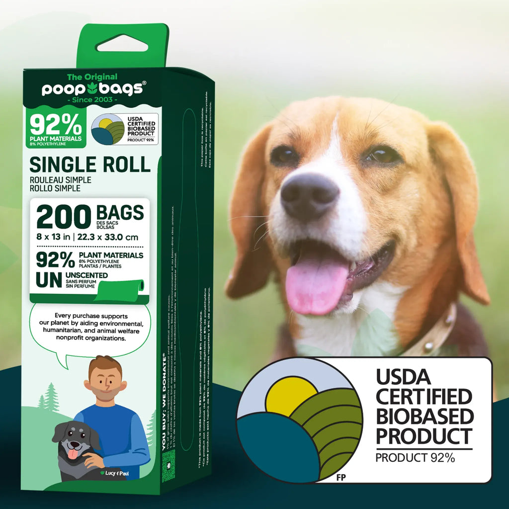 Compostable Single Bulk Roll Poop Bags | 200 Count | The Original Poop Bags