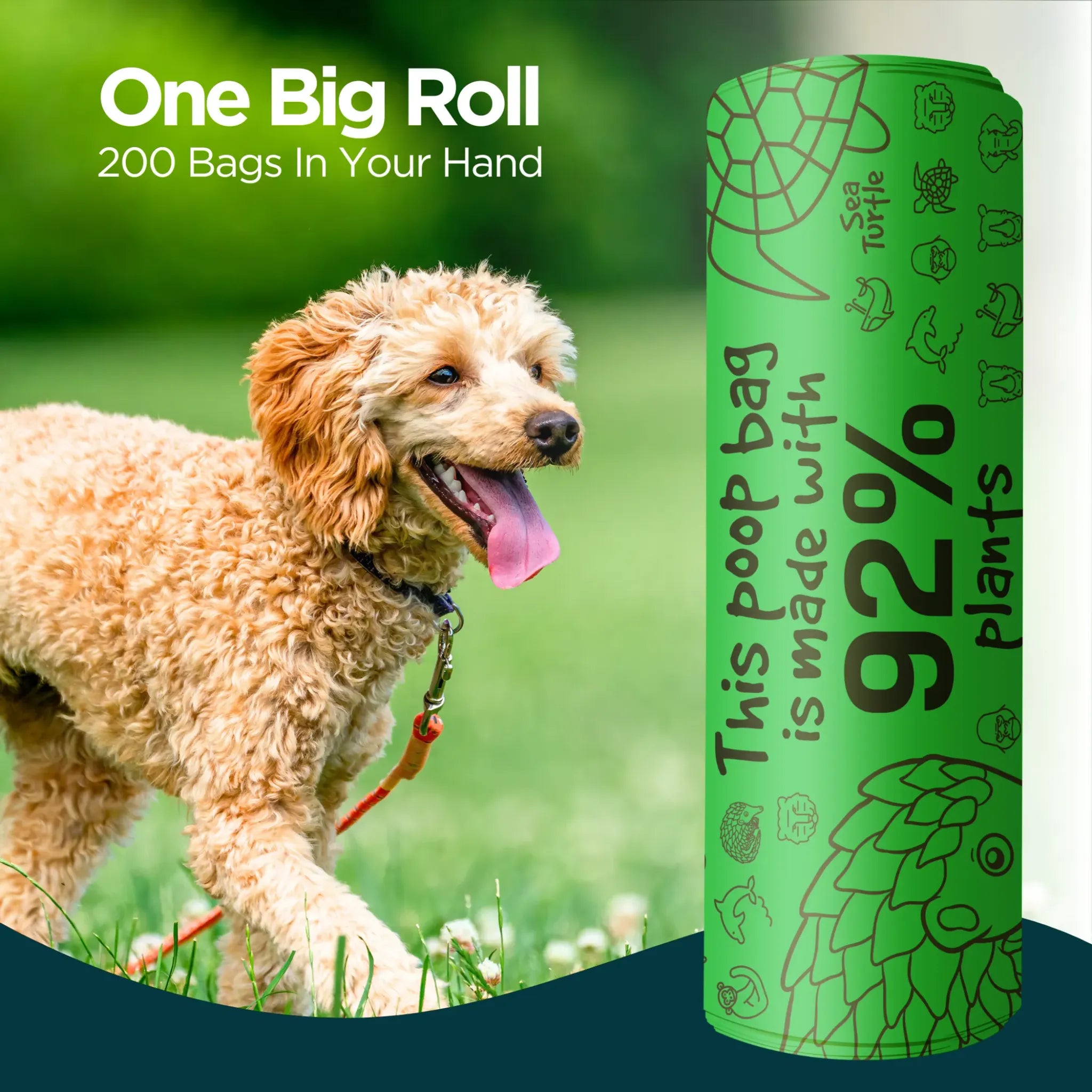 Compostable Single Bulk Roll Poop Bags | 200 Count | The Original Poop Bags