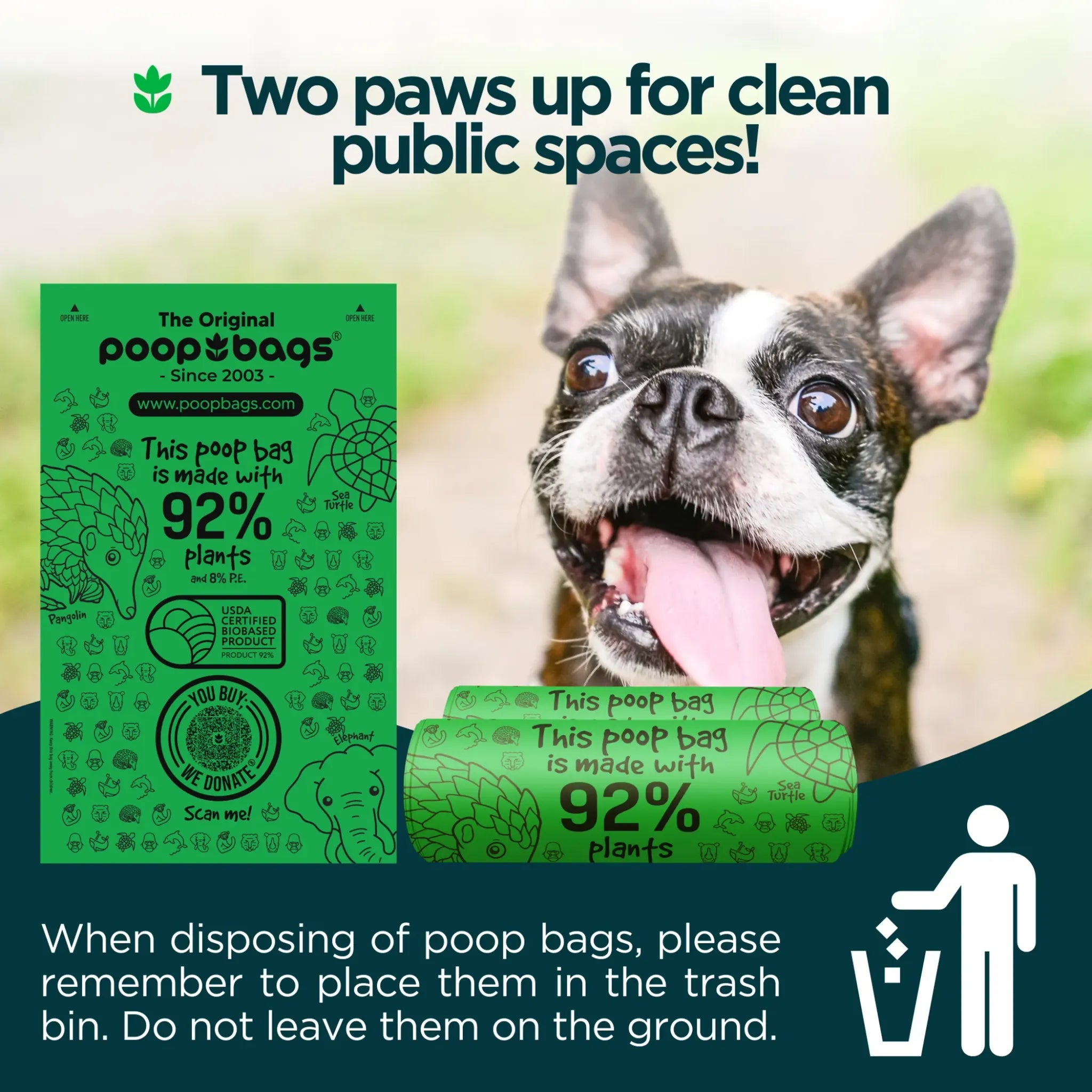 Compostable Single Bulk Roll Poop Bags | 200 Count | The Original Poop Bags