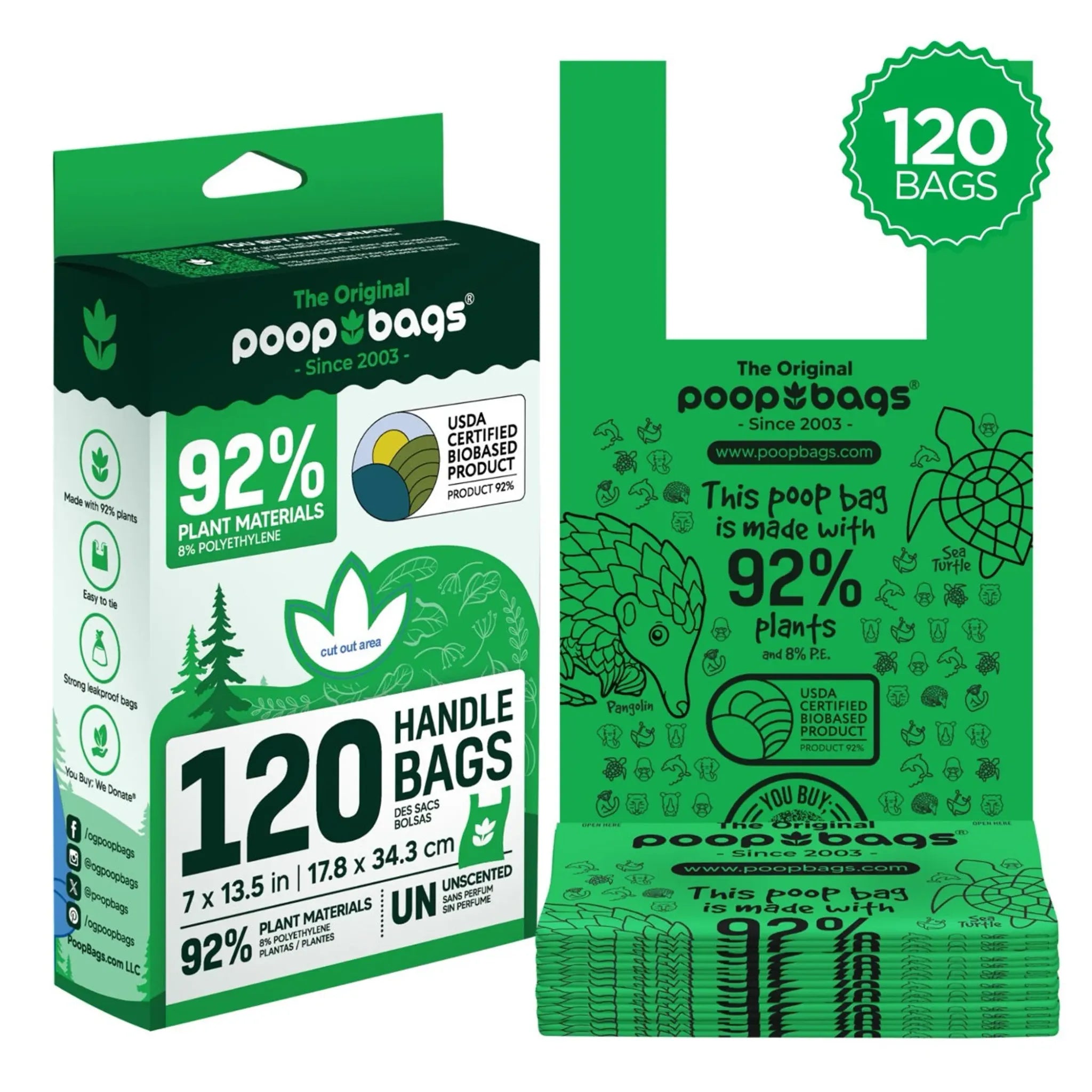 Compostable Handle Tie Poop Bags | 120 Count | The Original Poop Bags