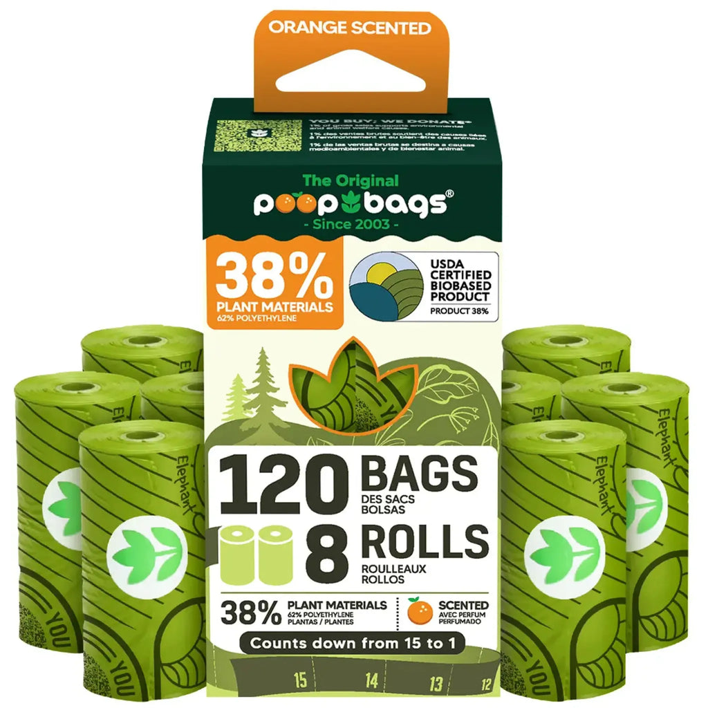 Orange‑Scented USDA Biobased Countdown Rolls – 15‑Count Poop Bags | The Original Poop Bags