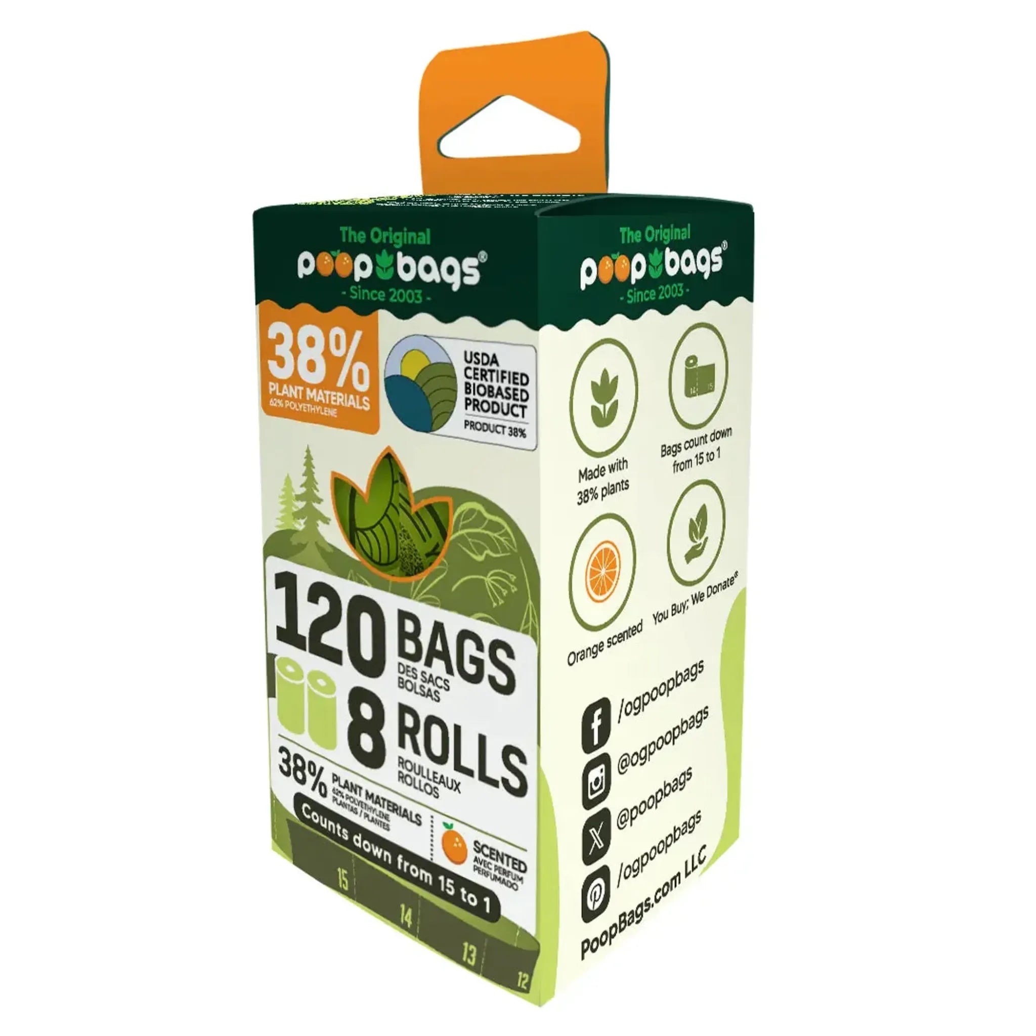 Orange‑Scented USDA Biobased Countdown Rolls – 15‑Count Poop Bags | The Original Poop Bags