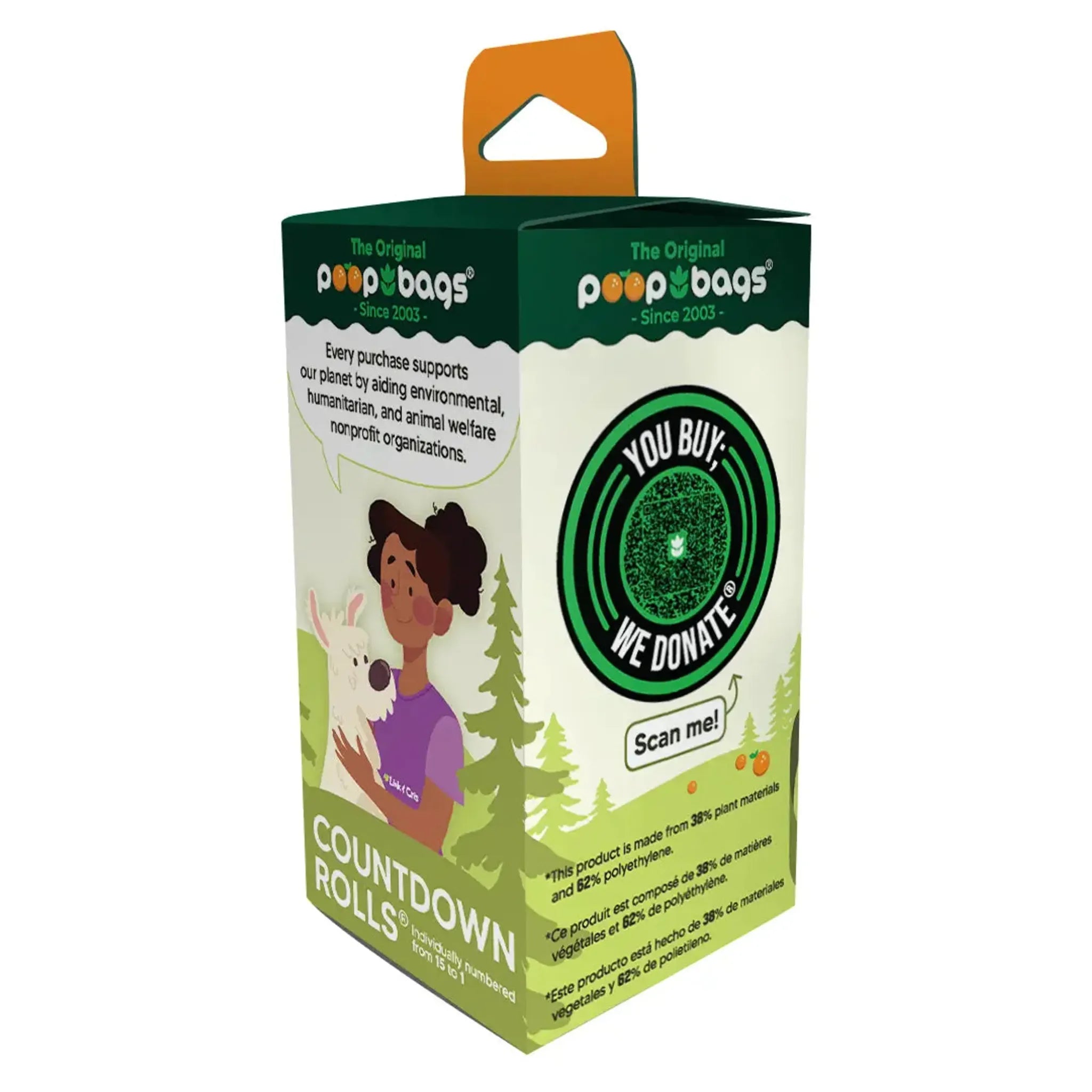 Orange‑Scented USDA Biobased Countdown Rolls – 15‑Count Poop Bags | The Original Poop Bags