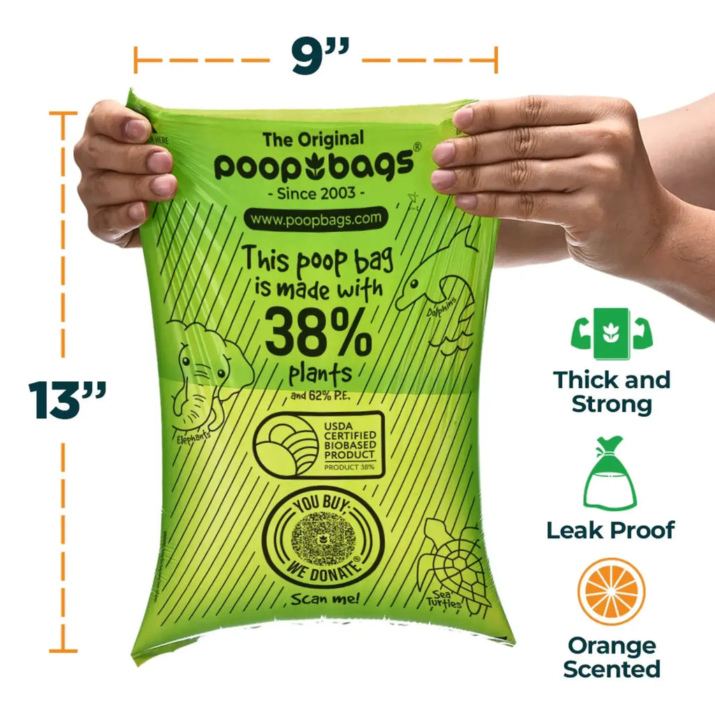 Orange‑Scented USDA Biobased Countdown Rolls – 15‑Count Poop Bags | The Original Poop Bags