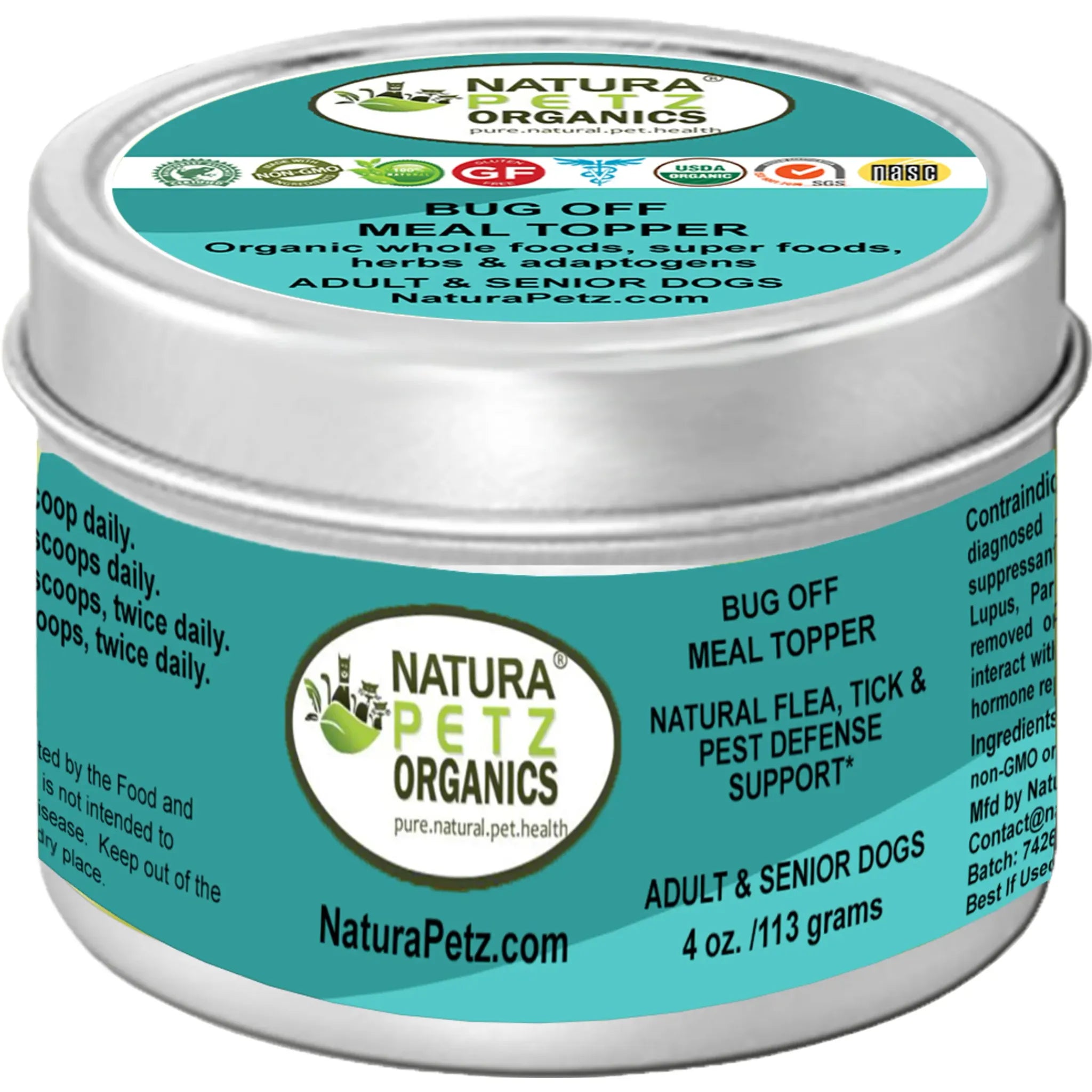Bug Off Natural Defense Meal Topper – Flea, Tick & Pest Support for Dogs, Cats & Horses | Natura Petz Organics