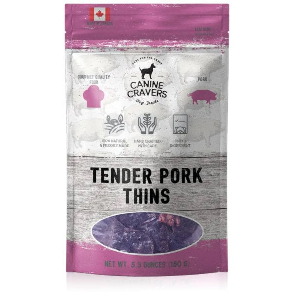 Tender Pork Thins – Single‑Ingredient Air‑Dried Treats | Canine Cravers