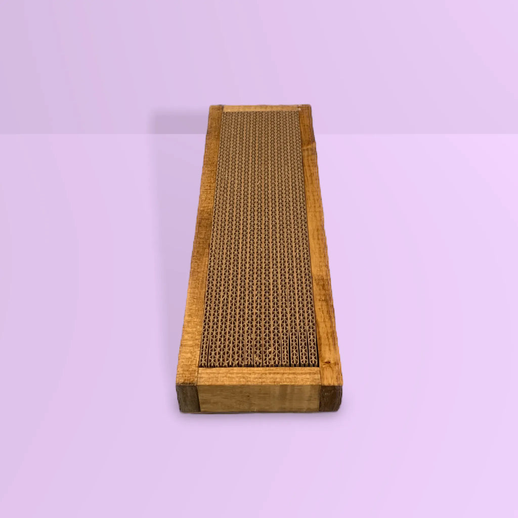 Wooden Cat Scratcher | Recycled Cardboard Insert + Catnip