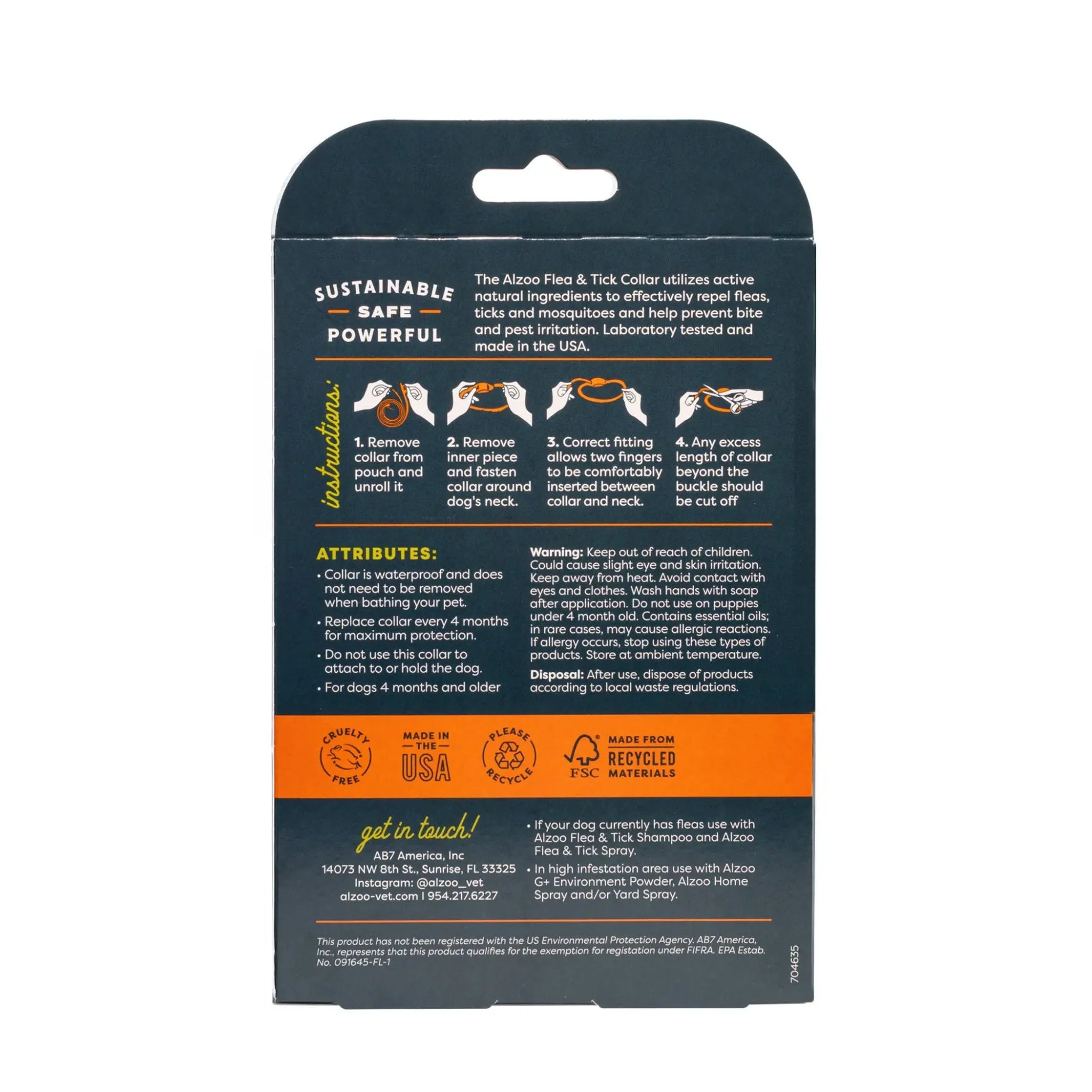 ALZOO Plant‑Based Flea & Tick Collar for Medium Dogs | ALZOO