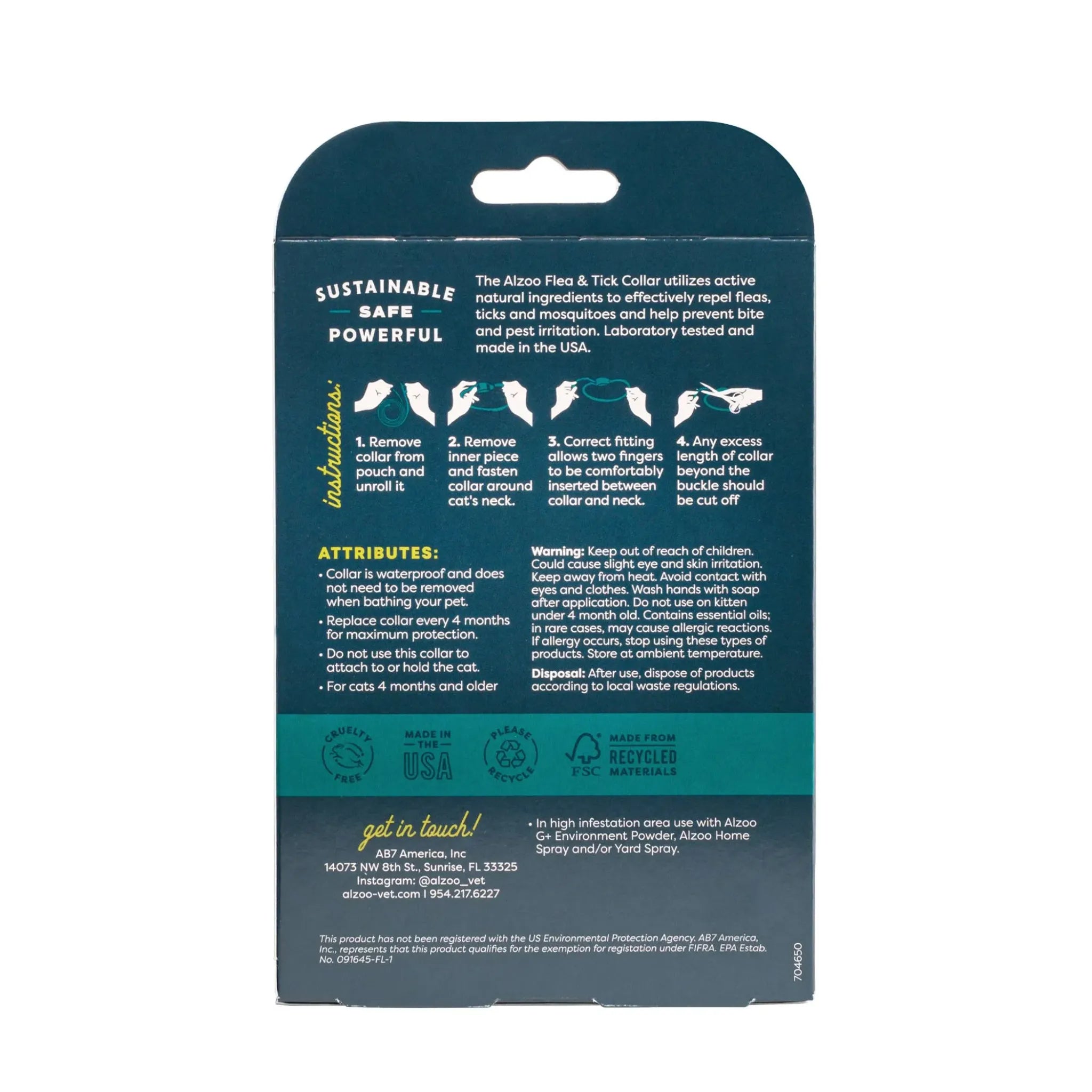 ALZOO Plant‑Based Flea & Tick Collar for Cats | ALZOO