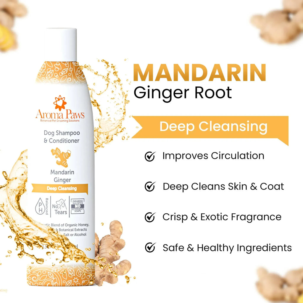 Mandarin Ginger Deep Clean Shampoo & Conditioner | Aroma Paws