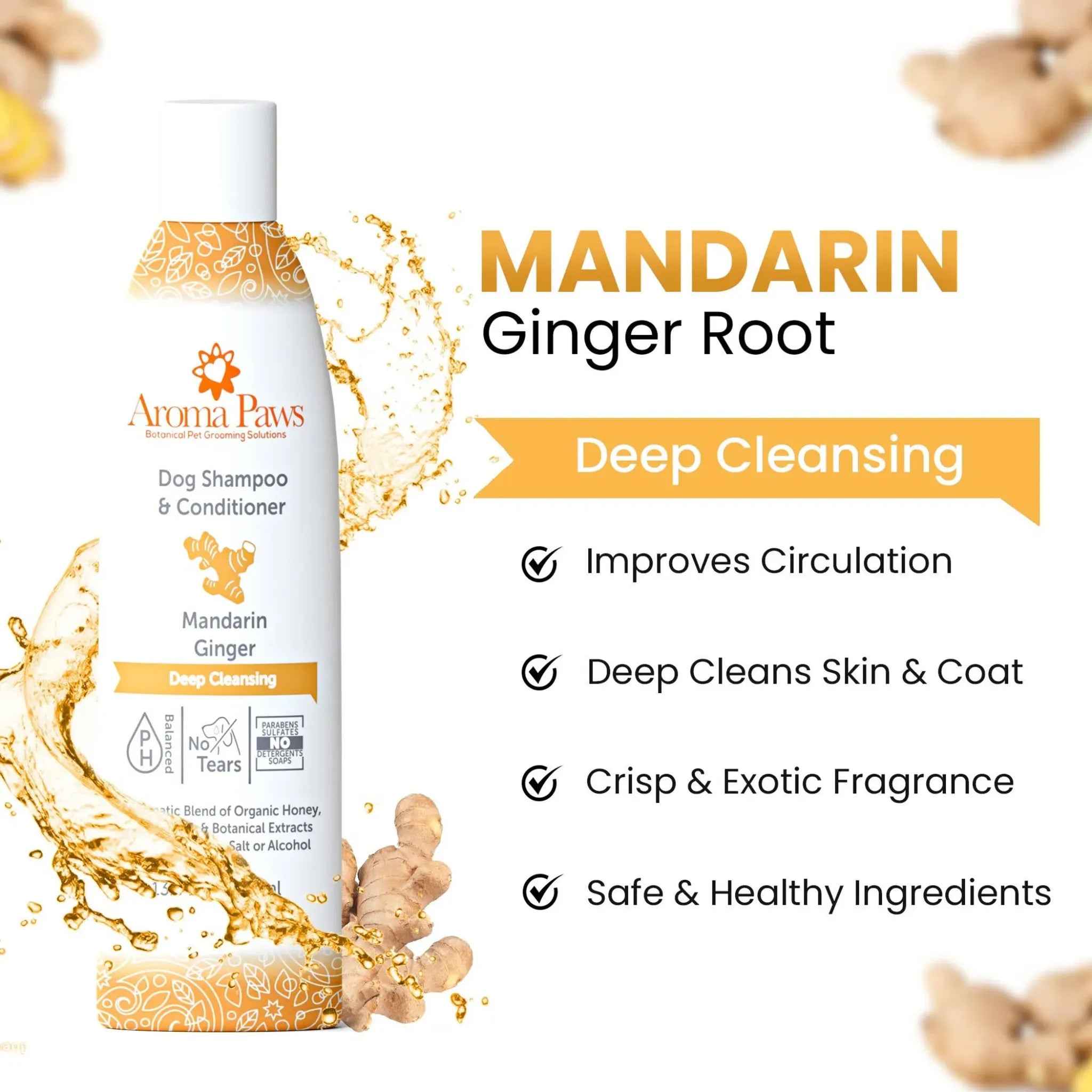 Mandarin Ginger Deep Clean Shampoo & Conditioner | Aroma Paws