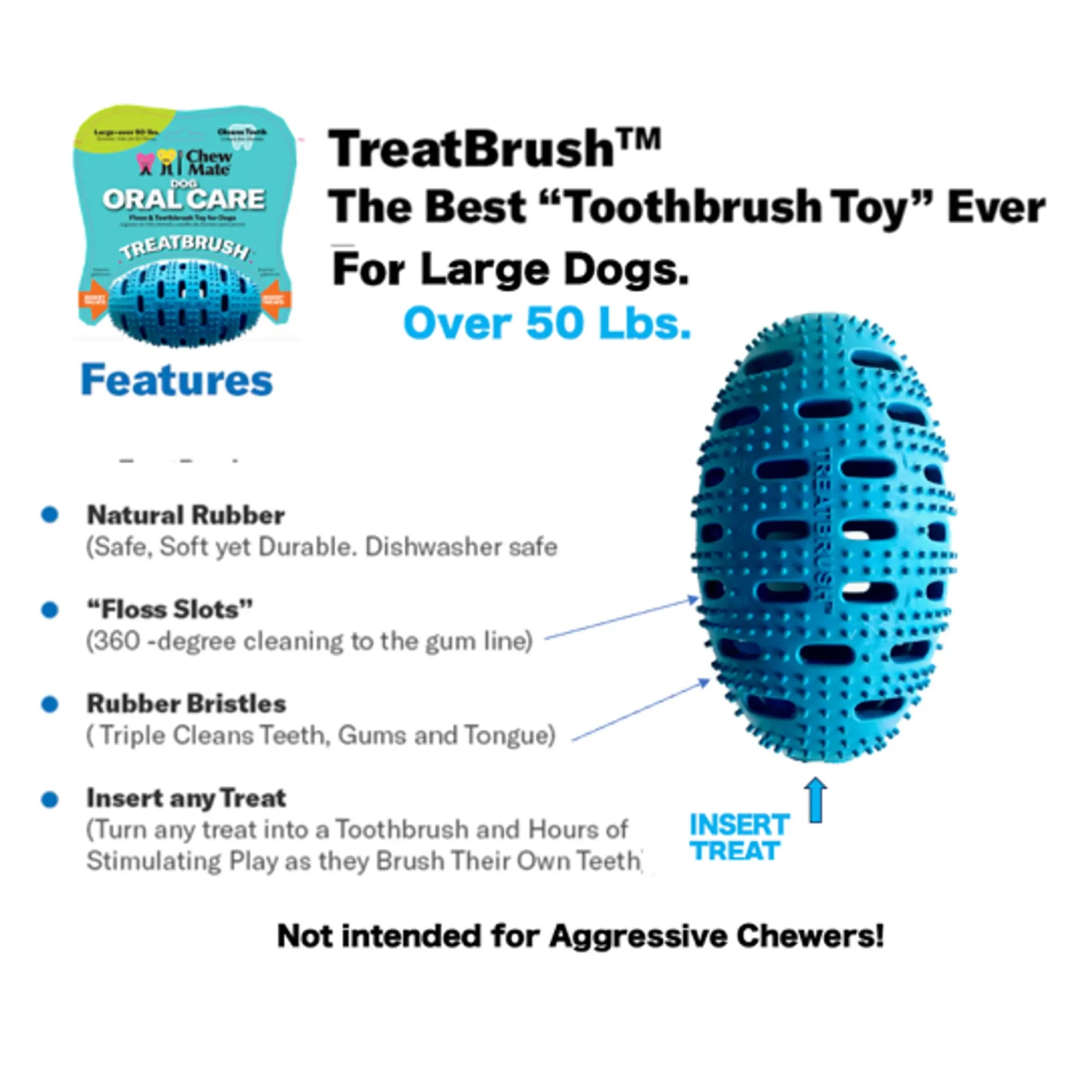 Natural Rubber Football Oral Care Toy | Dental Chew for Large Dogs | ChewMate