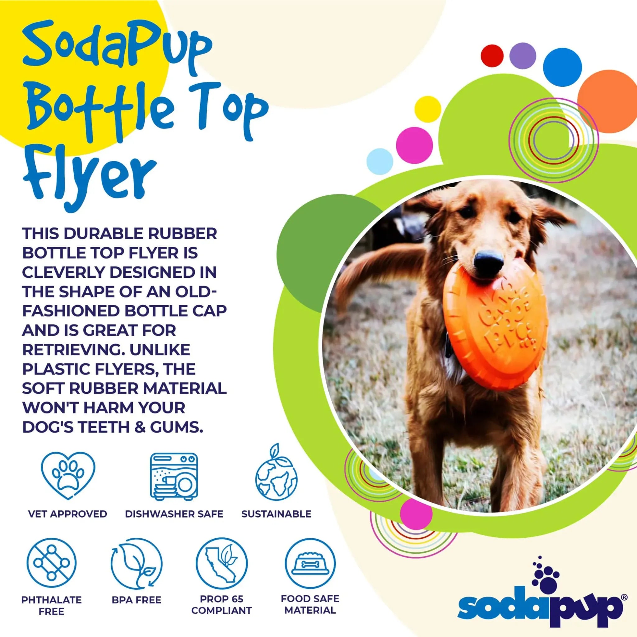 Bottle Top Flyer – Durable Rubber Retrieving Frisbee | SodaPup