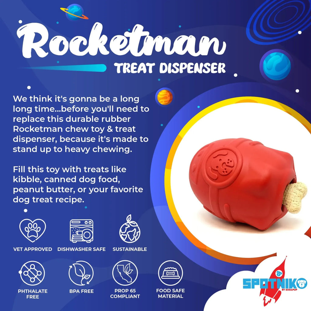 Rocketman Durable Rubber Chew & Treat Dispenser | SodaPup
