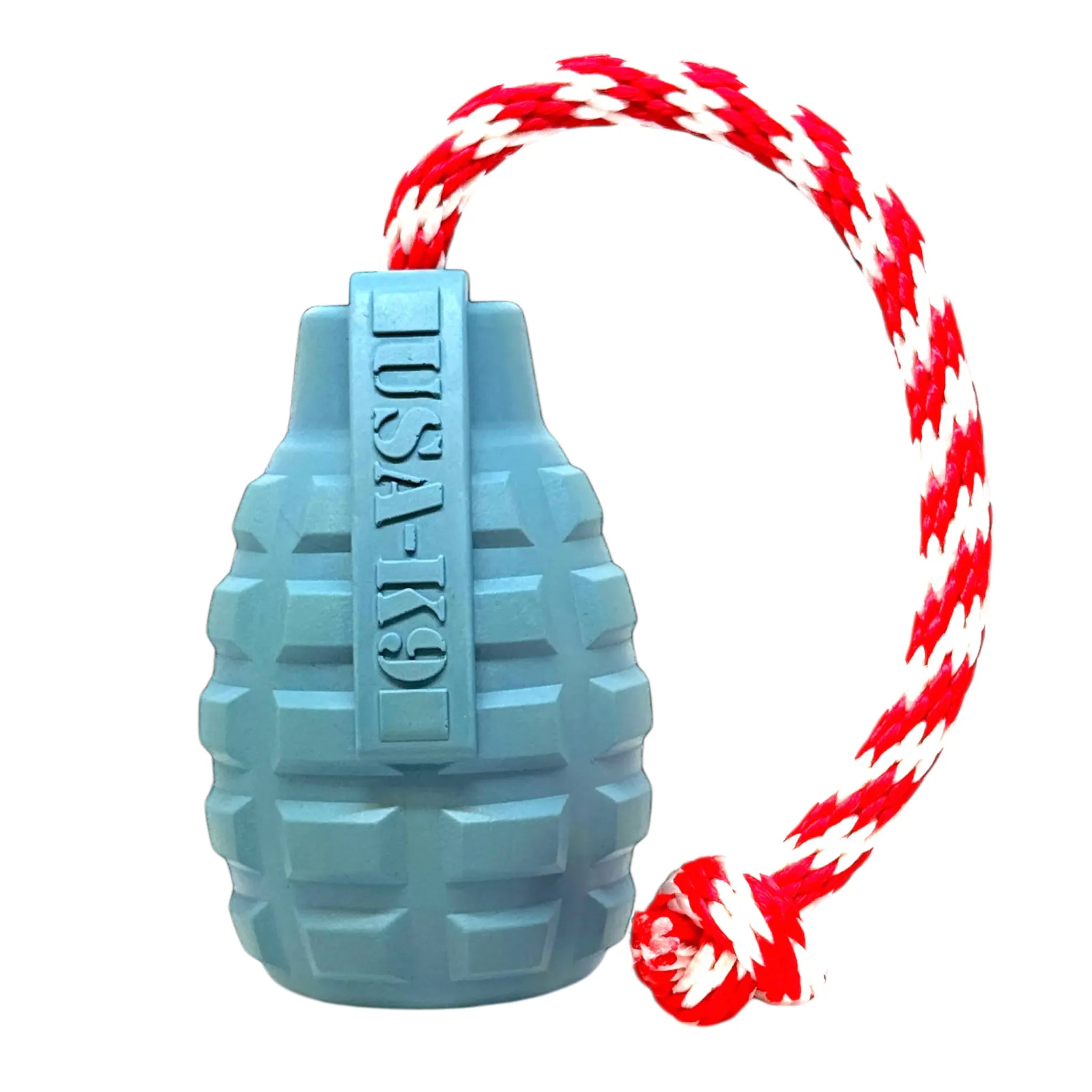USA‑K9 Grenade Rubber Dog Toy | Chew, Tug & Treat Dispenser | SodaPup
