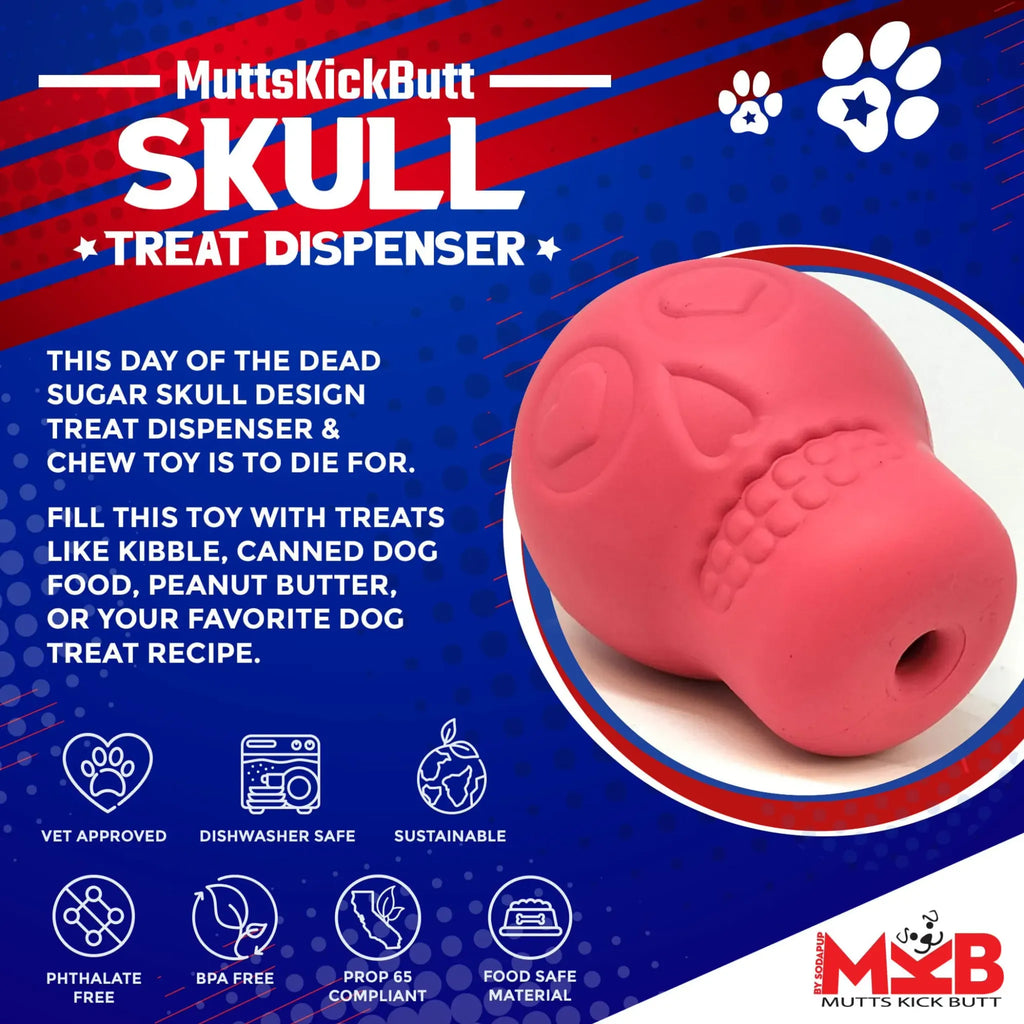 Sugar Skull Dog Chew Toy & Treat Dispenser | SodaPup