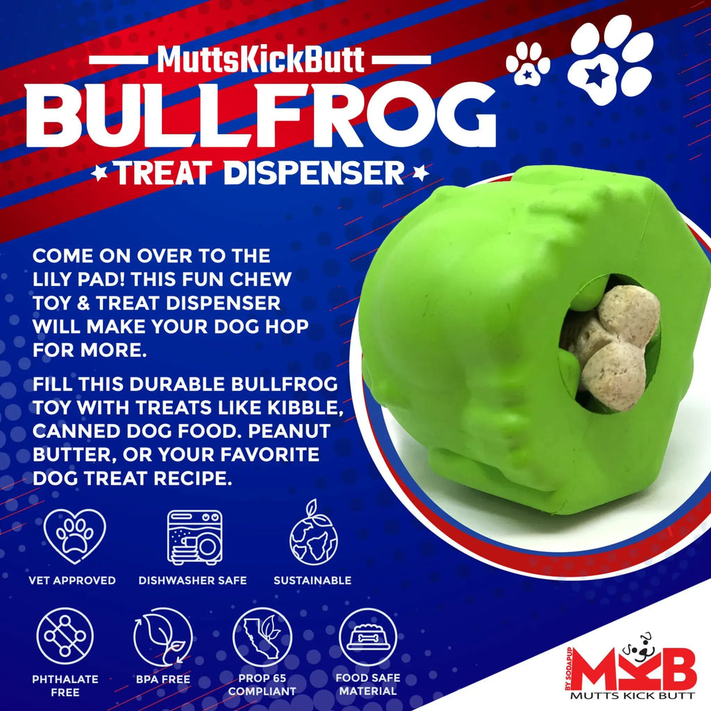 Bull Frog Dog Chew Toy & Treat Dispenser | SodaPup