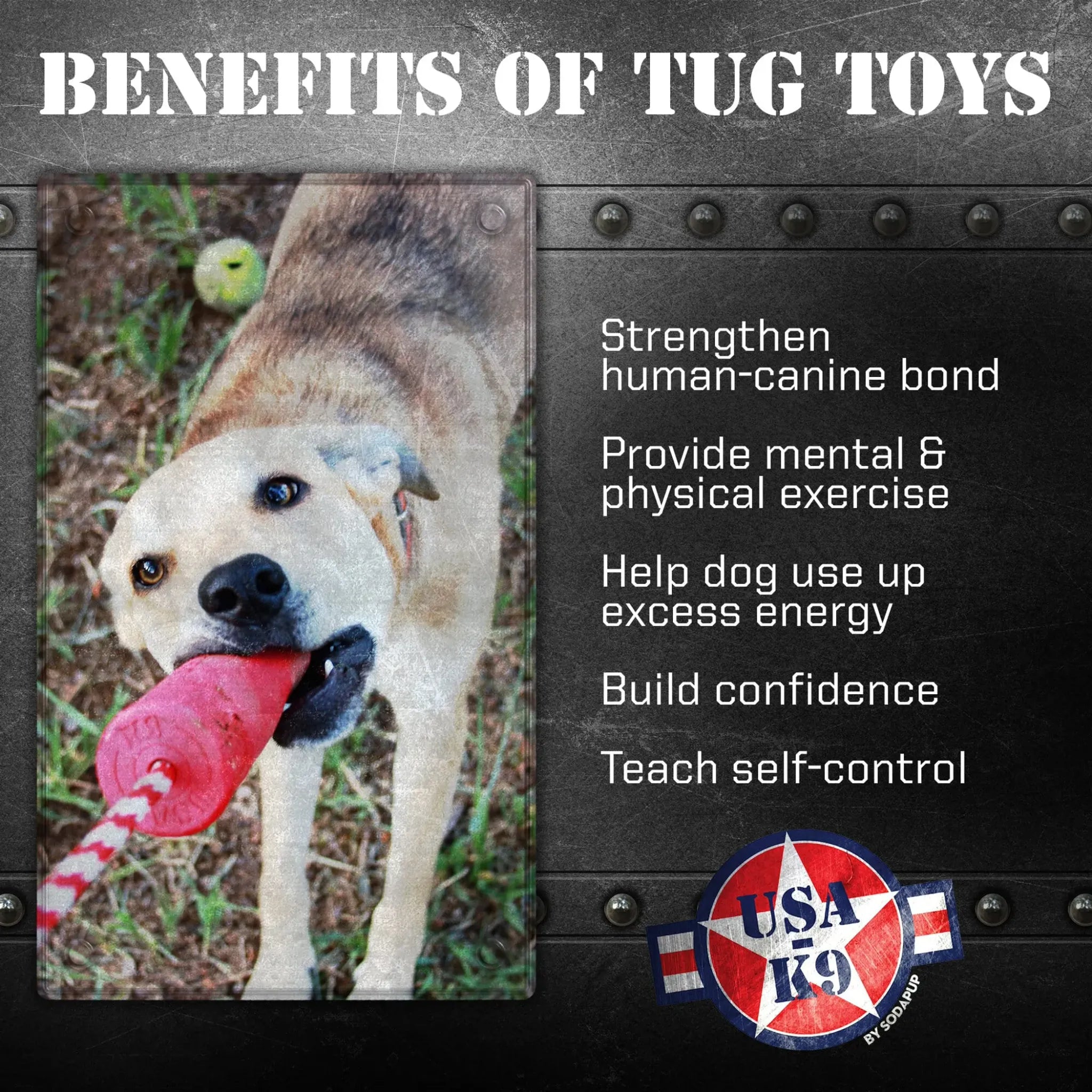 USA‑K9 Firecracker Floating Training Dummy | Durable Rubber Dog Toy | SodaPup