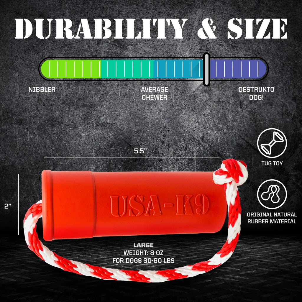 USA‑K9 Firecracker Floating Training Dummy | Durable Rubber Dog Toy | SodaPup