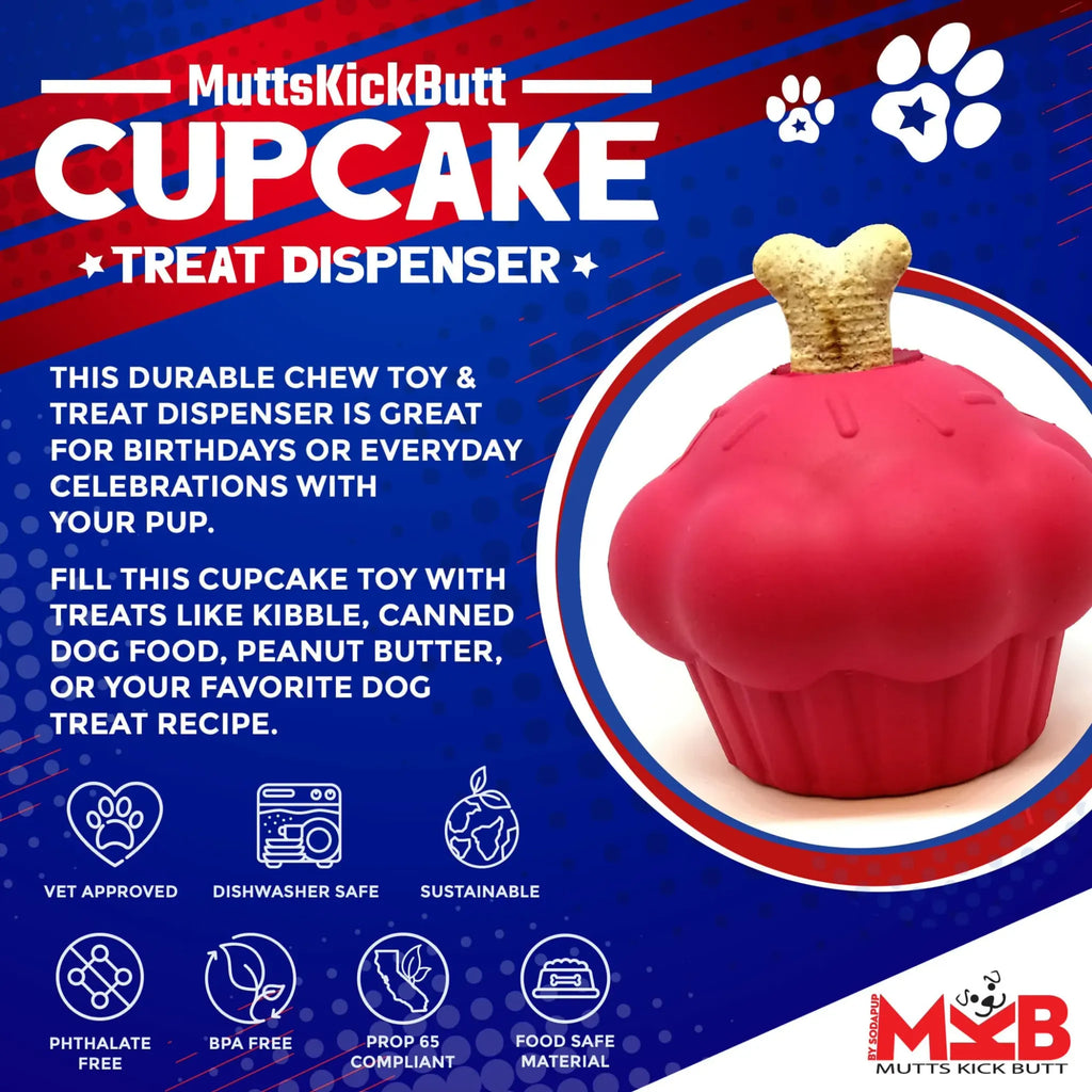Cupcake eDispenser | Durable Natural Rubber Chew & Treat Toy | SodaPup