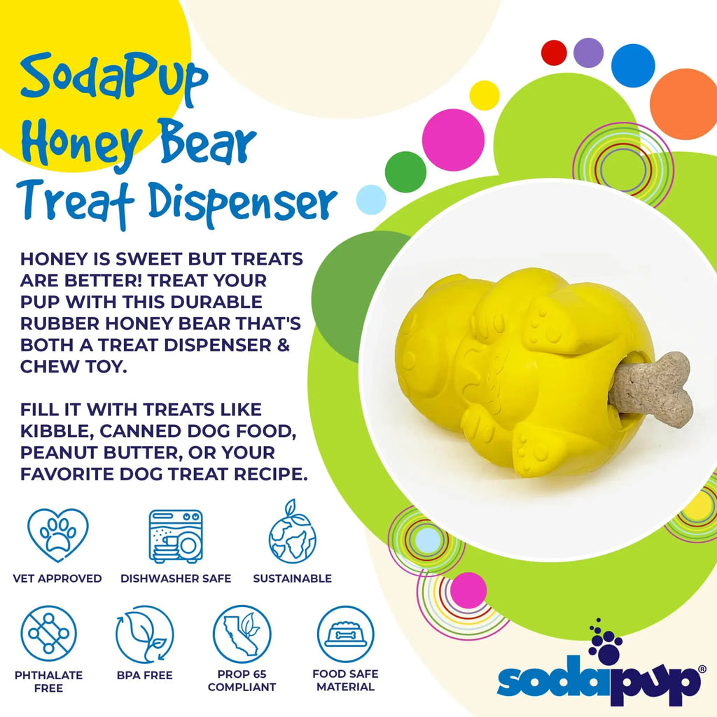 Honey Bear eDispenser Dog Chew Toy & Treat Dispenser | SodaPup