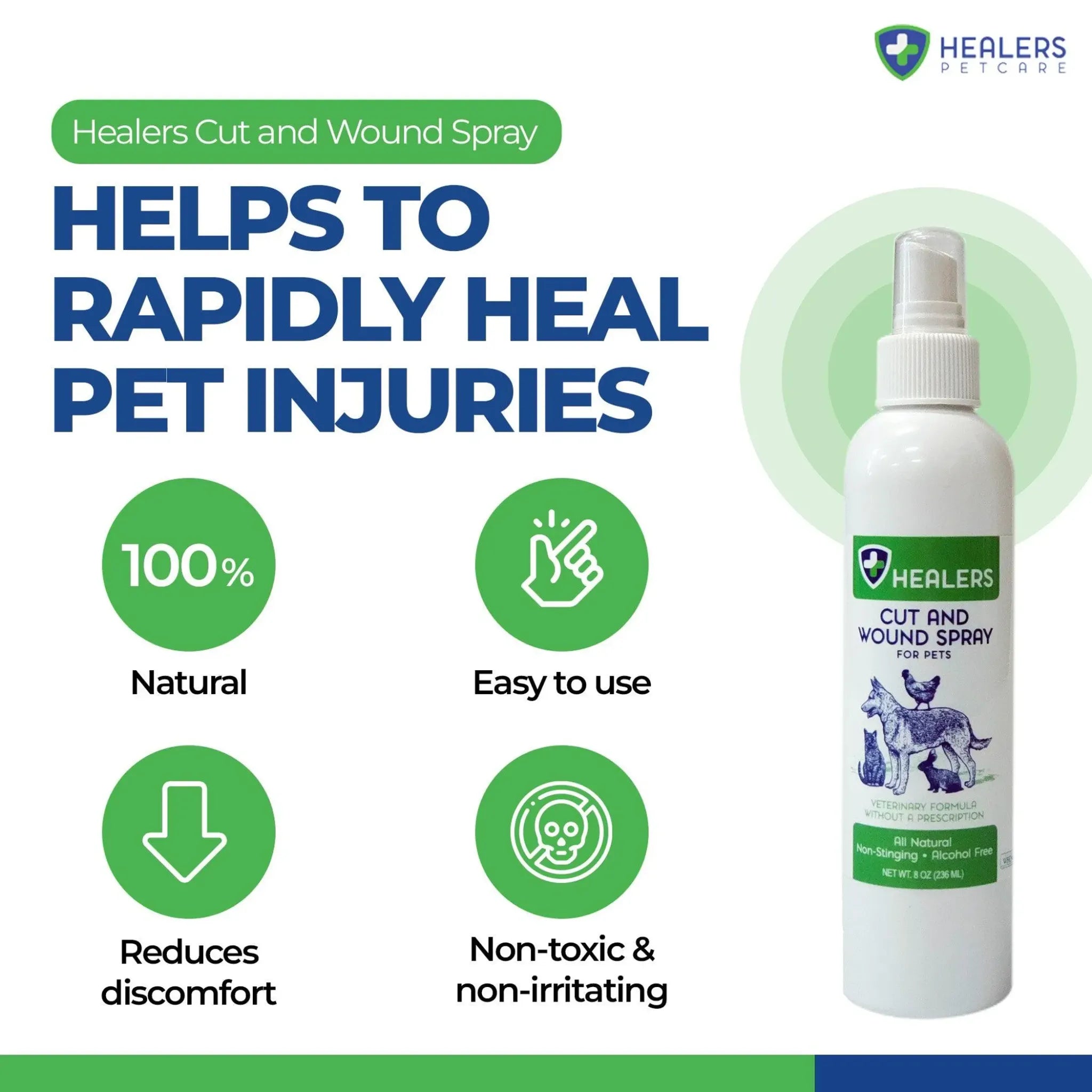 Healers Cut & Wound Spray for Pets | Natural Botanical First Aid