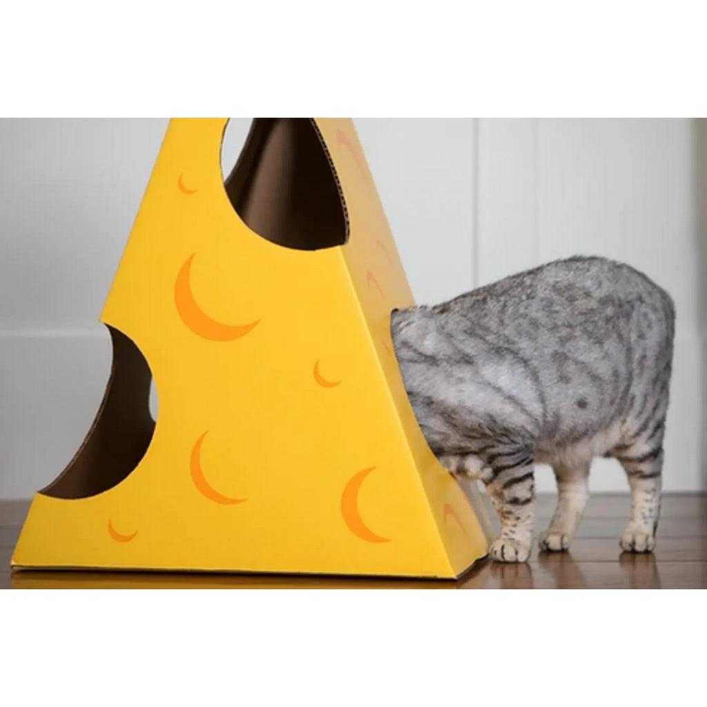 Monster Cheese Wedge Cardboard Cat House | Eco‑Friendly Hideout
