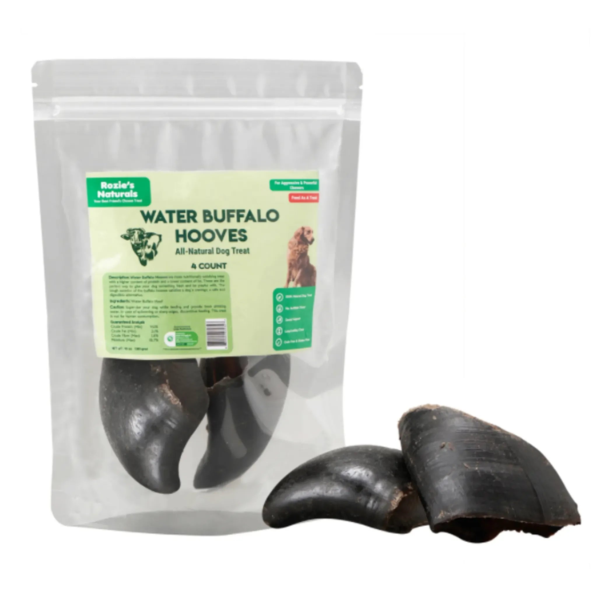 Water Buffalo Hooves (4 Count – 10 oz) | Rozie’s Pet Supply