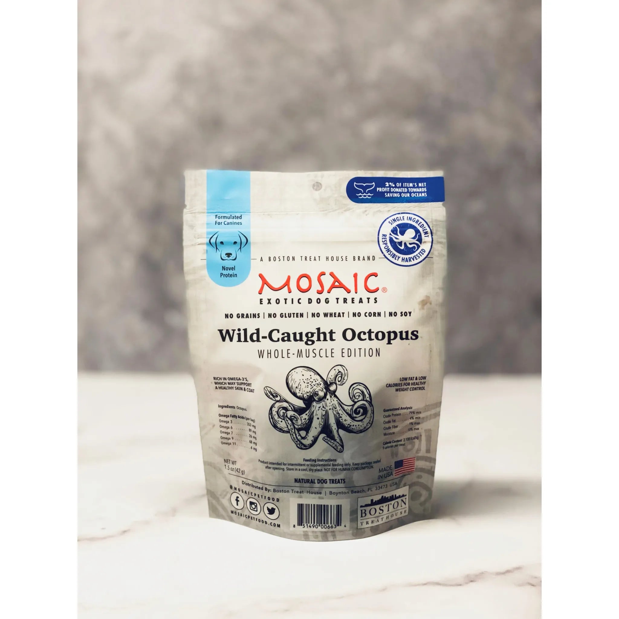 Wild‑Caught Octopus Whole‑Muscle Jerky | Single‑Ingredient Dog Treat | Mosaic